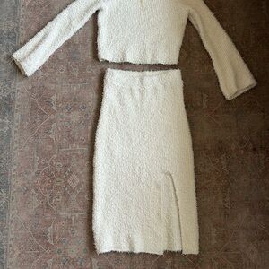 Bohme Textured Cream Skirt Set